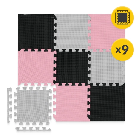 Hrací podložka pro děti puzzle 90 x 90 cm růžová