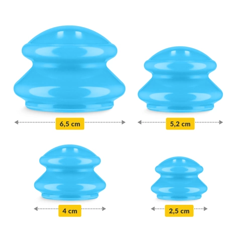 Gumové masážní baňky 4 ks. modré