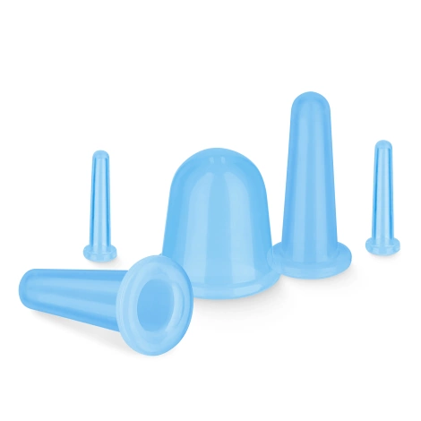 Silikonové masážní baňky FACE+ 5 ks. modré