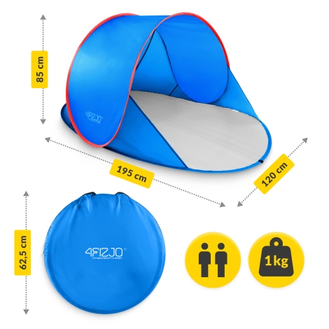 Samorozkládací plážový stan modro-červený