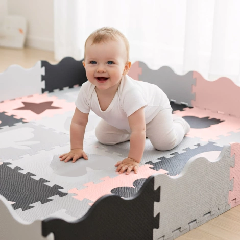 Sada pěnových puzzlí 'Zvířata' 150x150 růžové