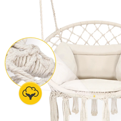 Závěsné křeslo BOHO s polštářem béžové