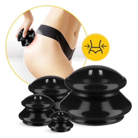 Gumové masážní baňky 4 ks. černé