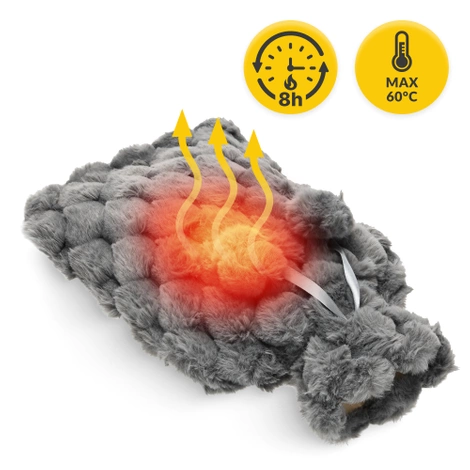 Gumový termofor v plyšovém obalu 2 L šedý