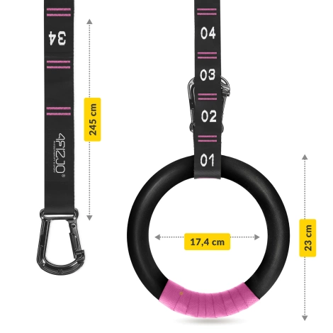 Gymnastické kruhy ABS černo-růžové