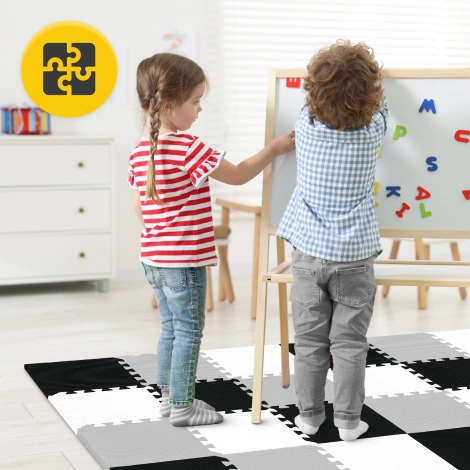Hrací podložka pro děti puzzle 90 x 90 cm šedá