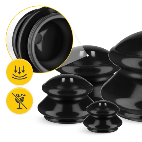 Gumové masážní baňky 4 ks. černé