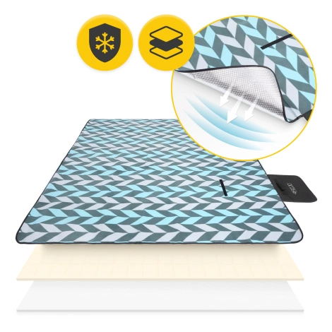 Pikniková deka s izolační vrstvou 200 x 200 cm rybí kost