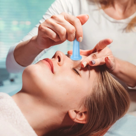 Silikonové masážní baňky FACE+ 5 ks. modré