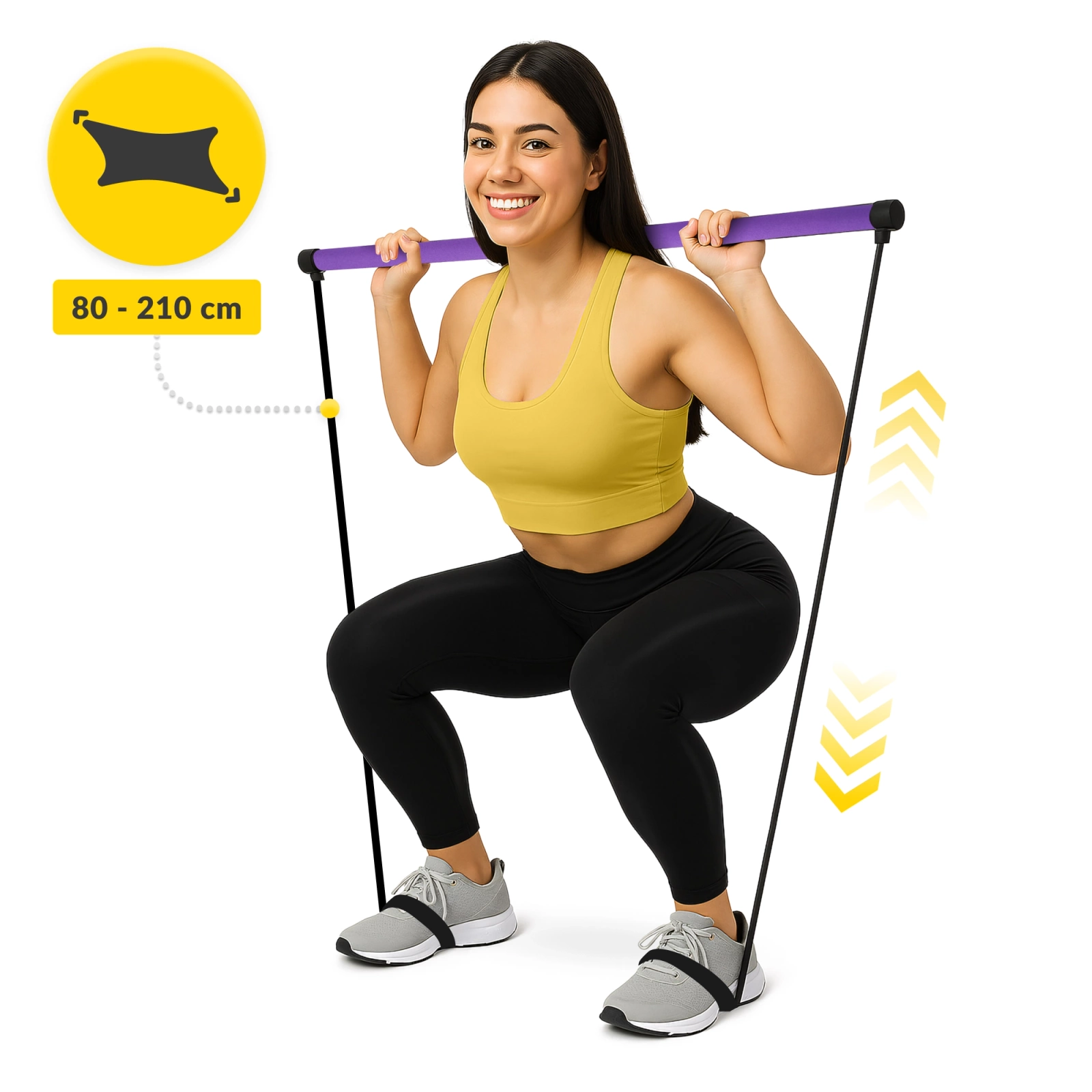 Tréninková tyč na pilates s expandéry