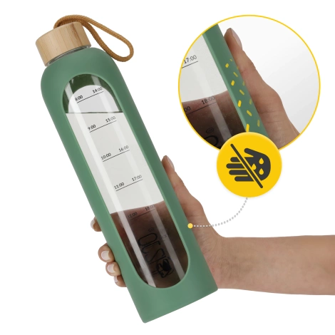 Skleněná láhev na vodu 1 L zelená