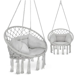 Závěsné křeslo BOHO s polštářem šedé