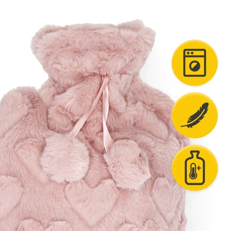 Gumový termofor v plyšovém obalu 2 L růžový