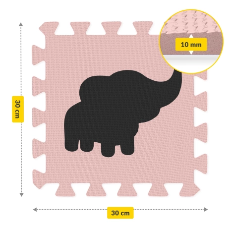 Sada pěnových puzzlí 'Zvířata' 150x150 růžové