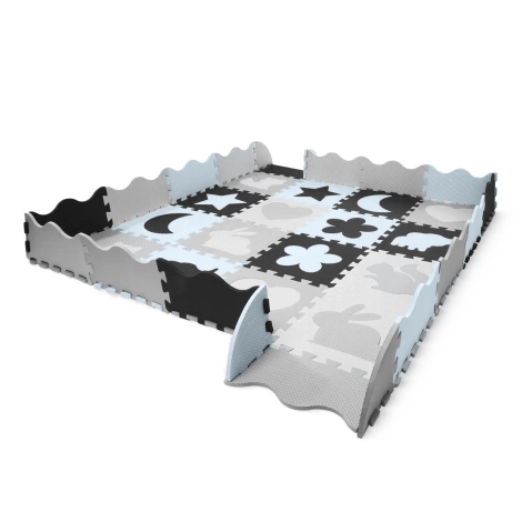 Sada pěnových puzzlí "Zvířata" 150x150 cm šedé-světle šedé