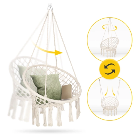 Závěsné křeslo BOHO s polštářem béžové