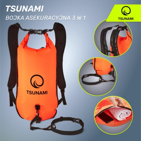Nafukovací záchranná bójka + Batoh + Suchá kapsa 3v1 TSUNAMI