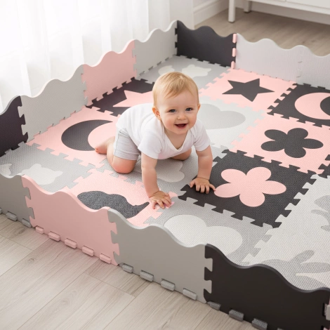 Sada pěnových puzzlí 'Zvířata' 150x150 růžové