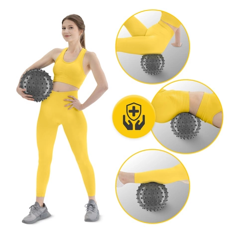 Rehabilitační míček s bodlinkami 20 cm šedý