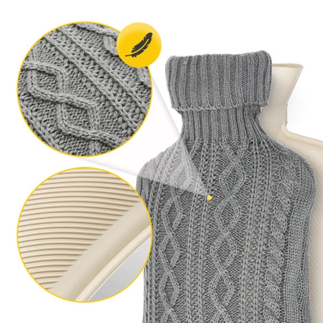 Gumový termofor v obalu 2 L tmavě šedý