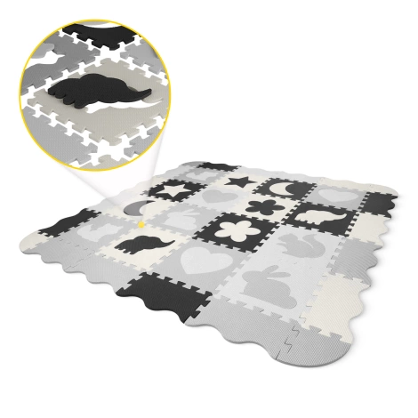 Sada pěnových puzzlí 'Zvířata' 150x150 šedé