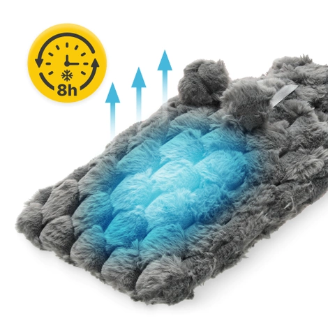 Gumový termofor v plyšovém obalu 2 L šedý