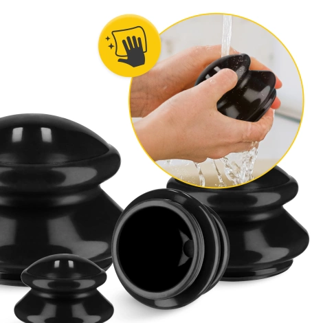 Gumové masážní baňky 4 ks. černé