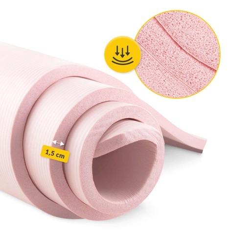 Podložka na cvičení YOGA MAT NBR 180 × 60 × 1,5 cm růžová