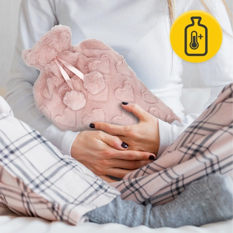 Gumový termofor v plyšovém obalu 2 L růžový