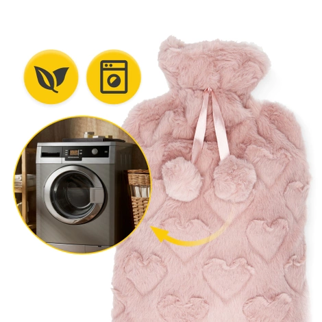 Gumový termofor v plyšovém obalu 2 L růžový