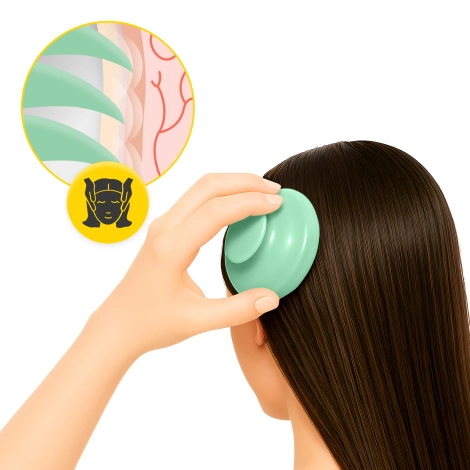 Masážní kartáč na pokožku hlavy zelený