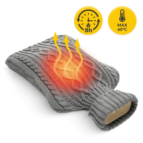 Gumový termofor v obalu 2 L tmavě šedý