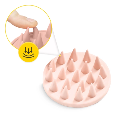 Masážní kartáč na pokožku hlavy světle růžový