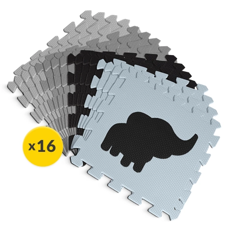 Sada pěnových puzzlí "Zvířata" 150x150 cm šedé-světle šedé