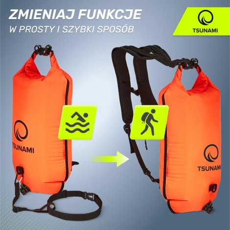 Nafukovací záchranná bójka + Batoh + Suchá kapsa 3v1 TSUNAMI
