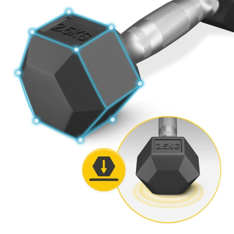Ocelové činky HEX 2,5 kg (1 kus)