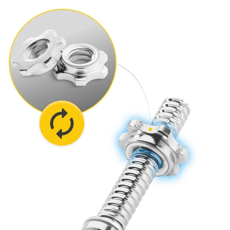 Krátké osy na činky s uzávěry 48 cm (2 ks)