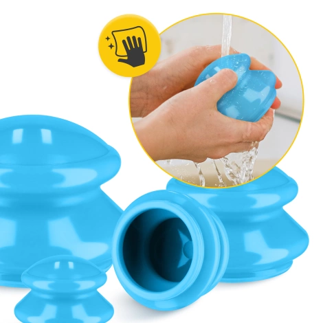 Gumové masážní baňky 4 ks. modré