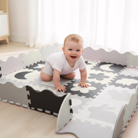 Sada pěnových puzzlí 'Zvířata' 150x150 šedé