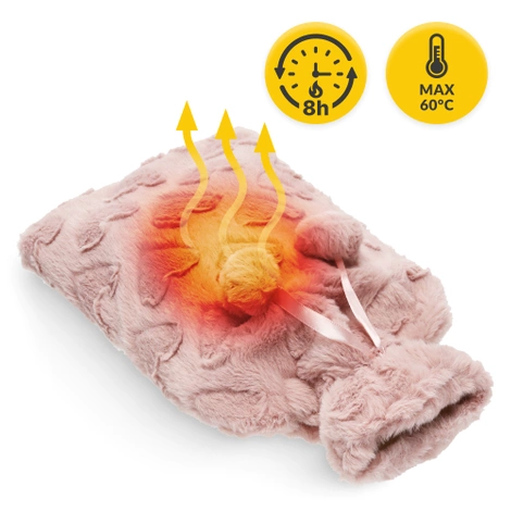 Gumový termofor v plyšovém obalu 2 L růžový