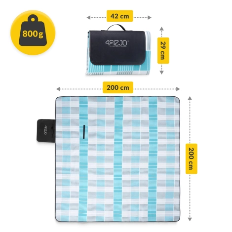 Pikniková deka s izolační vrstvou 200 x 200 cm kotskovaná