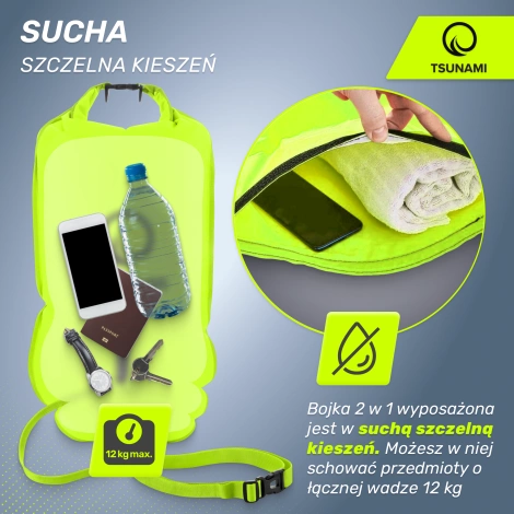 Nafukovací záchranná bójka + Suchá kapsa 2v1 TSUNAMI