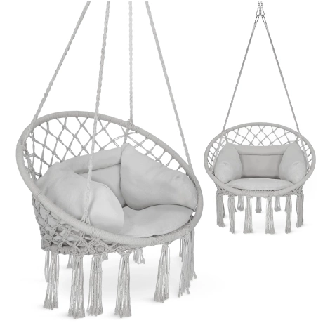 Závěsné křeslo BOHO s polštářem šedé