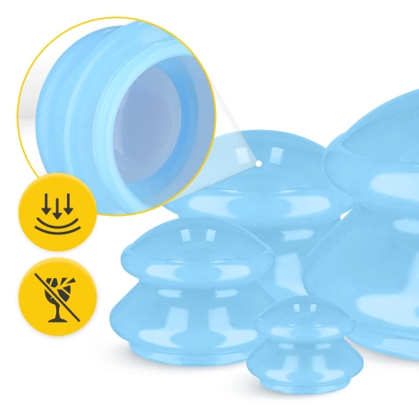 Silikonové masážní baňky MED+ 4 ks. modré