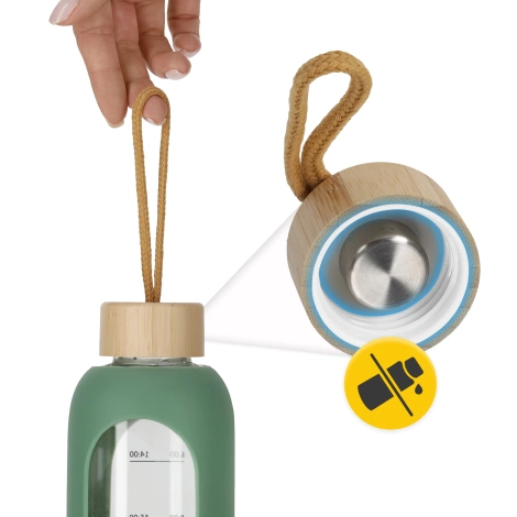 Skleněná láhev na vodu 1 L zelená