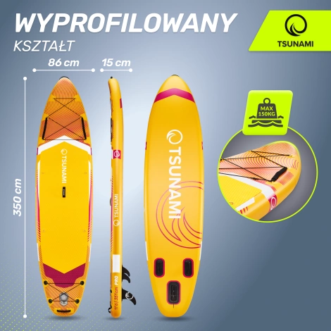 Nafukovací paddleboard SUP TSUNAMI 350cm T15 žlutý