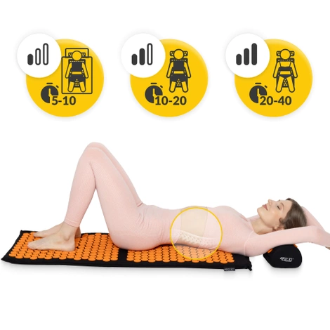 Velká akupresurní podložka s polštářem XL oranžová