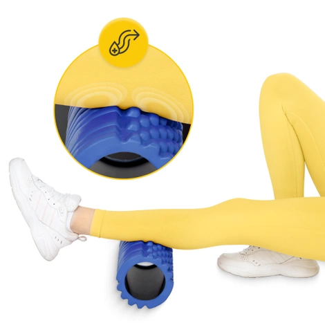 Masážní válec s výstupky EVA 33 cm modrý