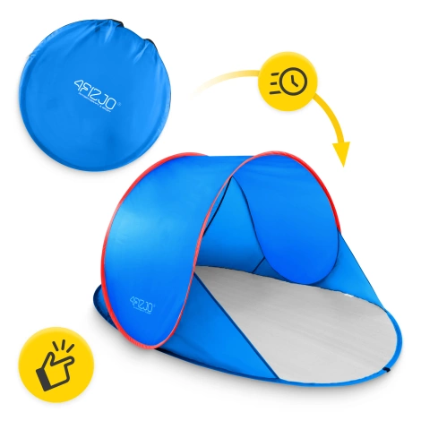 Samorozkládací plážový stan modro-červený