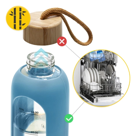 Skleněná láhev na vodu 750 ml modrá